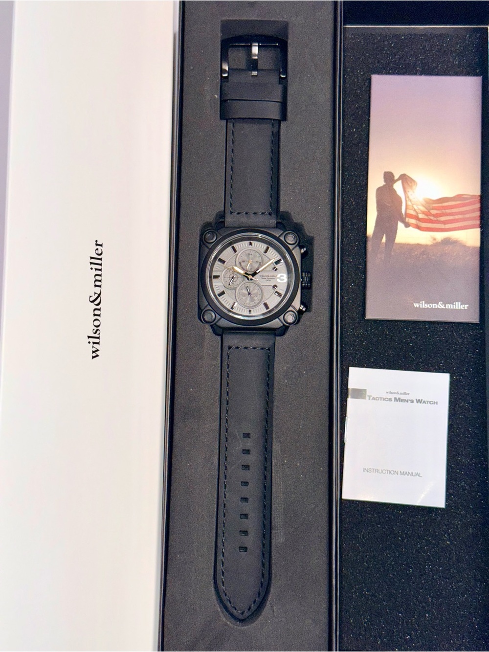 Wilsons Leather Black Men's Square Chronograph Watch